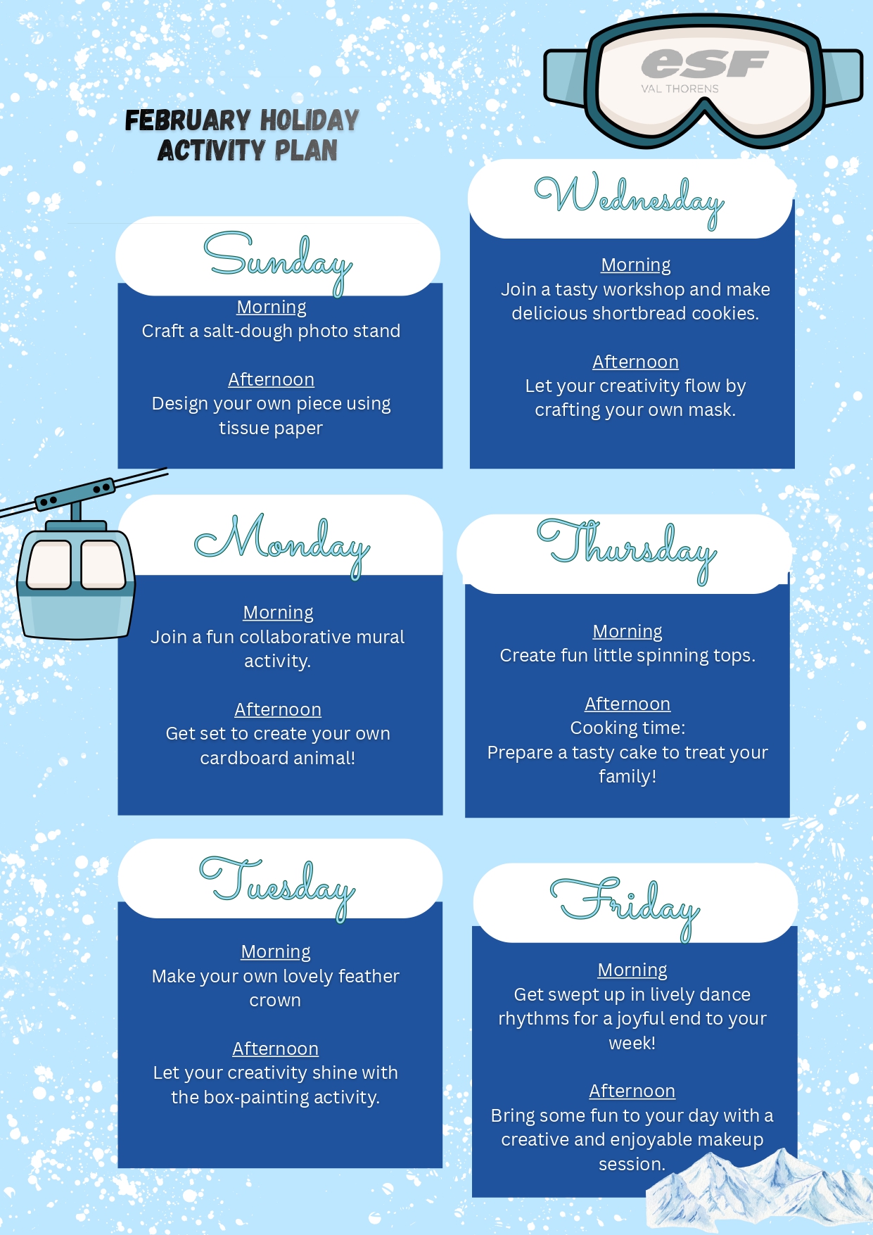 Activity programme - esf Valthorens